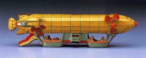 A tinplate zeppelin. A mint example with original box can fetch £5,000 ($7,578) or more. Photo Peter Wilson Auctioneers