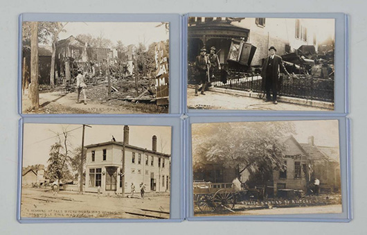 Real photo postcards showing destruction caused by the Springfield Race Riot of 1908. Image courtesy of LiveAuctioneers.com archive and Morphy Auctions.