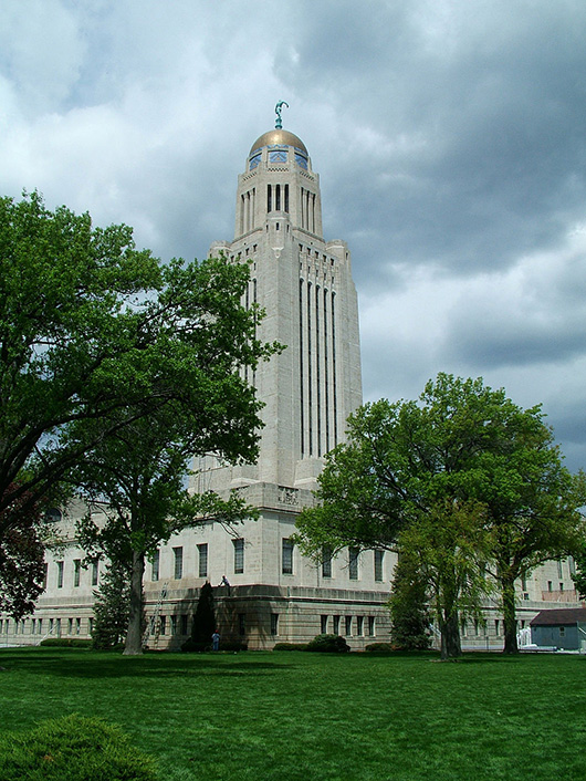 The Nebraska Capitol in Lincoln. Image by Mawhamba. This image is licensed under the Creative Commons Attribution-ShareAlike 2.0 Generic license.
