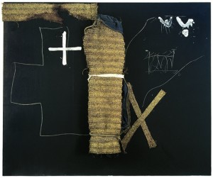 Antoni Tàpies, ‘Embolcall’ (Wrapping), 1994,  mixed media and assemblage on wood, 98 x 118 inches.  Fundació Antoni Tàpies © Fundació Antoni Tàpies/VEGAP, 2013