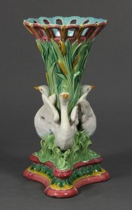 Also from Copeland, this 19th century swan and bulrush vase sold for $2,400 against its high estimate of $800. Clars Auction Gallery image