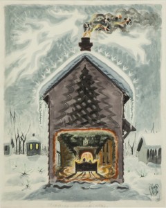 Lovely 30-inch-by-22-inch watercolor painting by Charles Burchfield (American, 1893-1967), titled ‘Dreaming of Christmas.’ Estimate: $75,000-$100,000. Cottone Auctions image