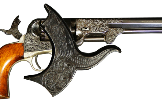 This Colt Model 1851 Navy pistol engraved by Gustave Young, shipped in 1861, will be sold Feb. 15. Louis J. Dianni LLC image