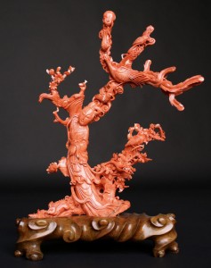Asian objects will include this red coral sculpture of a Guan Yin figure, 11 inches tall on a base. Louis J. Dianni LLC image