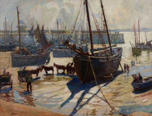 Lot 1 – ‘Morning Light, St. Ives Harbour,’ by John Park (1880-1962). Estimate: £8,000-£12,000 ($12,041-$18,062). Dreweatts & Bloomsbury image