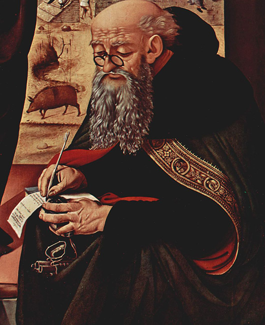 Piero di Cosimo, 'St. Anthony with pig in background,' circa 1480. National Gallery of Art, courtesy of Wikimedia Commons