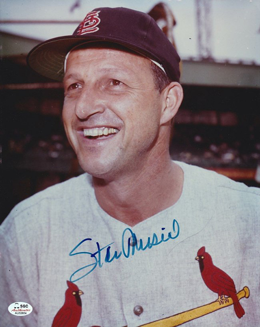 Stan Musial autographed photo. Image courtesy of LiveAuctioneers.com and Fusco Auctions