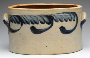 Remmy 9½-inch diameter stoneware bowl with stylized motif, est. $300-$500. Morphy Auctions image
