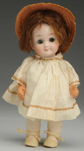 Heubach Googly doll, 7 inches high, bisque head, est. $200-$400. Morphy Auctions image