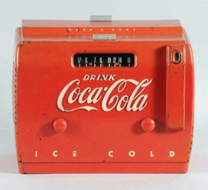 Coca-Cola radio in form of cooler, 1950s, est. $250-$450. Morphy Auctions image