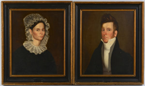A pair of circa 1830 oils depicting the Rev. and Mrs. Hardy Murfree Cryer, by President Andrew Jackson’s favorite portraitist, Ralph E.W. Earl (1788-1838), proved a winning combination at $24,780. Case Antiques Auction image
