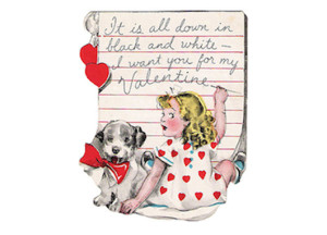 Puppy love: a Valentine card from the 1930s, price £15. Photo Altus Arts