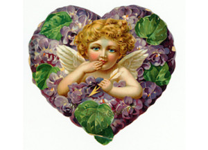 A heart-shape Valentine card with Cupid. It was printed by the prodigious Raphael Tuck & Sons and dates from the 1880s. Price: £20. Photo Altus Arts