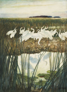 N.C. Wyeth; ‘Dance of the Whooping Cranes,’ circa 1938, on display at the Cici and Hyatt Brown Museum of Art Photo Credit: Museum of Arts & Sciences