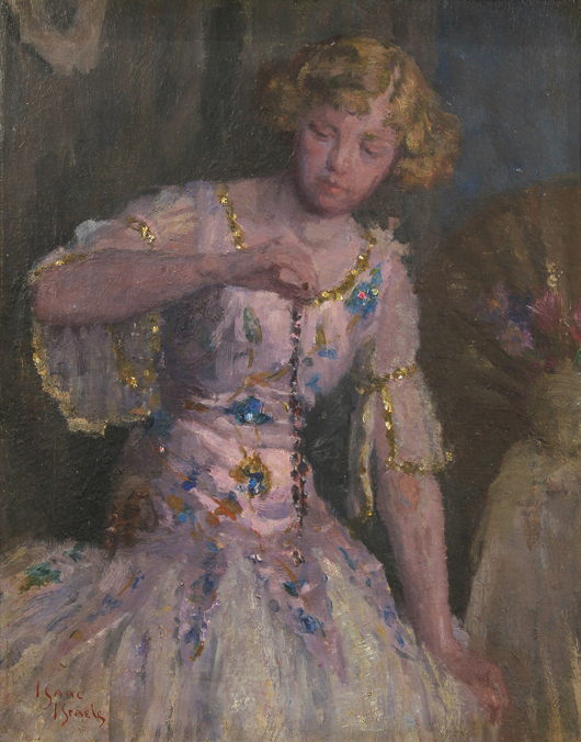 ‘Young Woman’ by Isaac Israels (Dutch, 1864-1934) is one of the top paintings in the sale. Estimate: $30,000-50,000. Clars Auction Gallery image