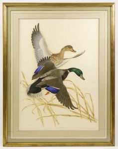 A pair of gouache under glass renderings of ducks in flight by Athos Menaboni (Italian/American 1895-1990) brought $10,000 and $9,000. Ahlers & Ogletree image