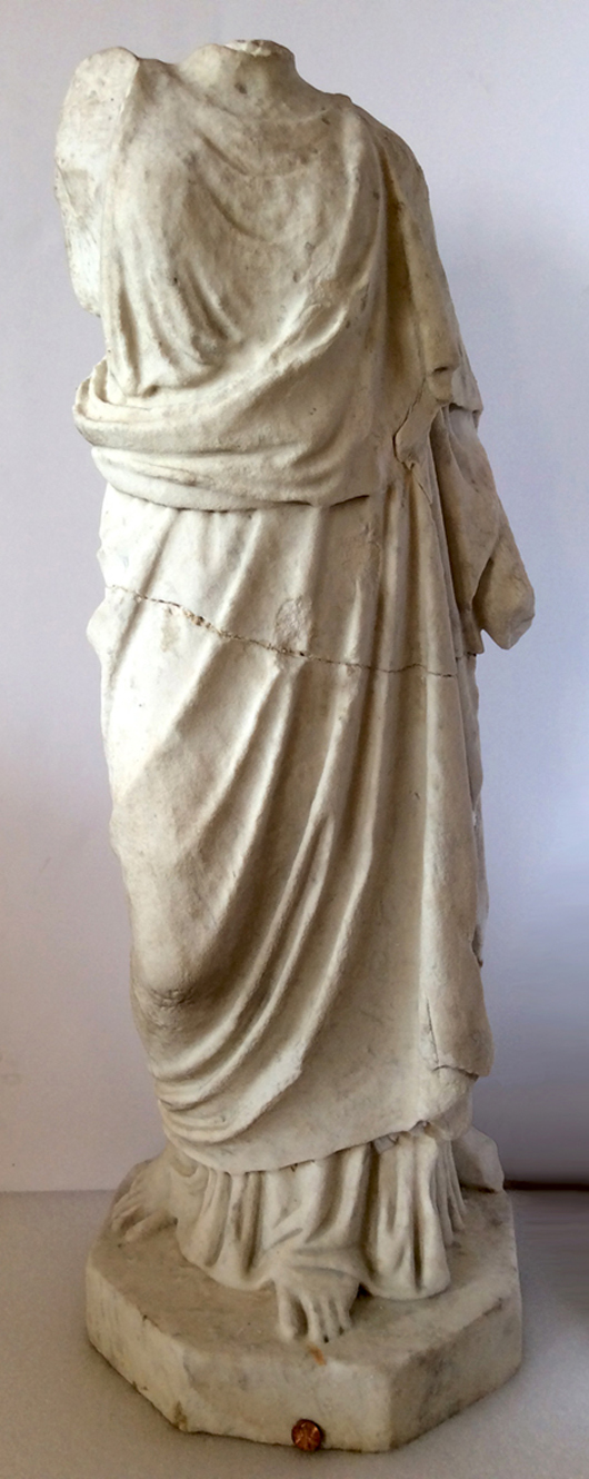 Roman marble statue of a goddess, probably Laetitia, circa 1st century AD, ex Noble collection, New Jersey. Est. $30,000-$40,000. Ancient Resource image