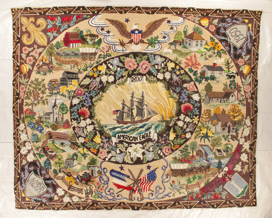 Nancy du Pont Reynolds Cooch of Greenville, Delaware, completed this hooked rug in 1950, when she was 30 years old. It measures 10 by 12 feet. Image courtesy of the Hagley Museum and Library