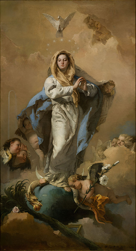A well-known Giambattista Tiepolo work, 'The Immaculate Conception,' painted between 1767 and 1768. Image courtesy of Wikimedia Commons.