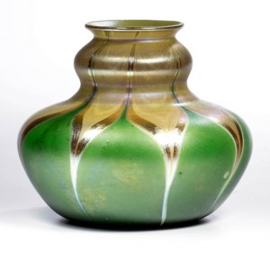 Tiffany Studios Favrile 4-inch cabinet vase, circa 1905. Price realized: $2,875. Jeffrey S. Evans & Associates image
