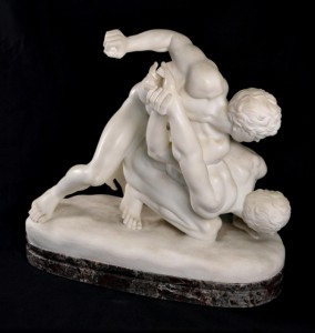 Lot 400 – Grand Tour marble group ‘The Wrestlers.’ Roland Auctions NY image
