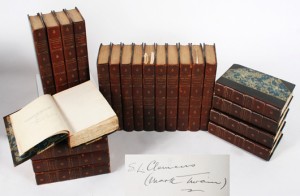 Twain, Mark (1835-1910), ‘Autographed Edition of the Writings of Mark Twain,’ in 22 volumes. Estimate: $18,000-$20,000. Stefek’s Auctioneers and Appraisers image