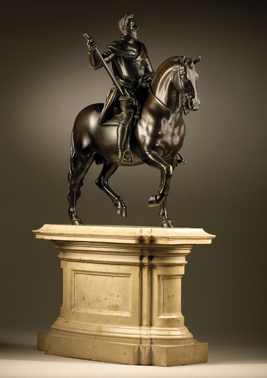 London dealers Tomasso Brothers Fine Art will be seeking a price ‘in the region of €1.5 million ($1.6 million)’ for this important bronze equestrian portrait of Carlo Emanuele I of Savoy by Antonio Susini, circa 1620, on their stand at the European Fine Art Fair in Maastricht from March 13-22.