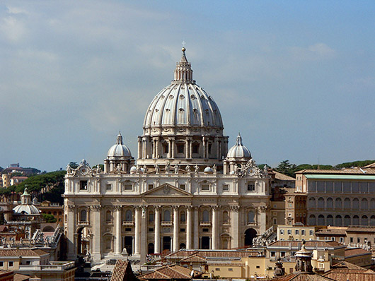 St. Peter's Basilica, which was largely designed by Michelangelo. Image by Wolfgang Stuck, courtesy of Wikimedia Commons.