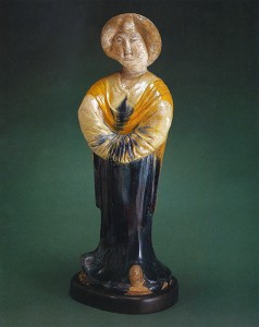 A promised gift of artwork from David Rockefeller's estate includes an eighth-century Tang Dynasty figure of a standing court lady, which was displayed in Rockefeller's office at 30 Rockefeller Plaza. Credit: David Rockefeller Collection
