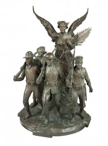 ‘Wings of Victory’ by Alonzo Victor Lewis (1886-1945) honors the American forces who served during World War I. The bronze is estimated to earn $8,000 to $10,000. John Moran Auctioneers image