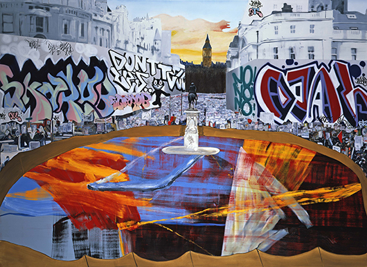 Dexter Dalwood, ‘The Poll Tax Riots,’ 2005. Tate Britain image
