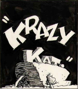 Intro panel from original art for Krazy Kat Sunday comic strip appearing Nov. 3, 1935. Art by George Herriman. Image courtesy of Hake's Americana & Collectibles