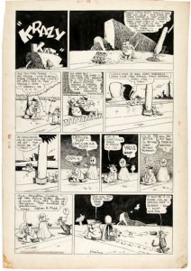 Complete original art for Krazy Kat Sunday comic strip appearing Nov. 3, 1935. Art by George Herriman. Image courtesy of Hake's Americana & Collectibles