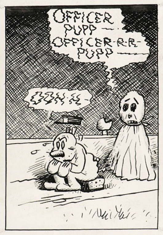 Panel from original art for Krazy Kat Sunday comic strip appearing Nov. 3, 1935. Art by George Herriman. Image courtesy of Hake's Americana & Collectibles