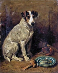 Portrait of a seated fox terrier, an oil on canvas by John Emms. It sold for £4,600. Photo The Canterbury Auction Galleries