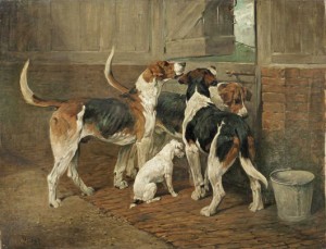 Each year Bonhams holds a sale in New York dedicated to dogs in art. Top dog was John Emms, the acknowledged master painter of foxhounds, whose Hounds and a Terrier, Waiting for Master bounded past its high estimate to realize a hammer price of $68,750 (£44,790). Photo Bonhams