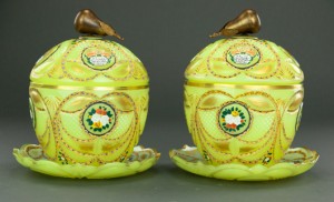 Pair of Bohemian glass bonbonieres made for the Islamic and Turkish market in the early 20th century. Estimate: $5,000-$10,000. Artingstall & Hind Auctioneers image