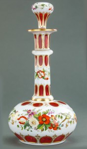 Bohemian three-layer glass decanter with hand-painted gilt detailing. Estimate: $3,000-$3,500. Artingstall & Hind Auctioneers image