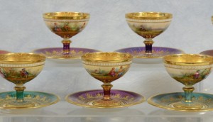 12 Lamm Dresden sherbets with saucers, 1887-1915. William Bunch Auctions image