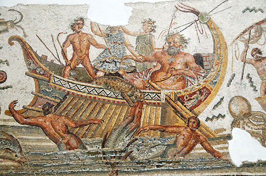 The Bardo National Museum in Tunisia is famous for its ancient Roman mosaics. Pictured is a detail of the museum's Ulysses mosaic. Image by Dennis Jarvis. This file is licensed under the Creative Commons Attribution-Share Alike 2.0 Generic license.