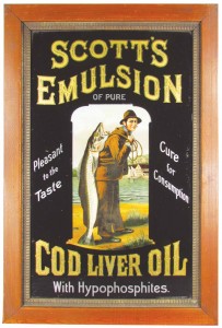 Rare Scott’s Emulsion reverse glass sign, in excellent condition and the only example known. Showtime Auction Services image