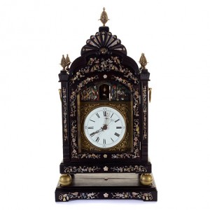 Chinese Export mother-of-pearl inlaid rosewood automaton bracket clock. Estimate: $7,000-$9,000. Michaan's Auctions image