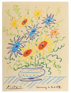 Pablo Picasso 'Bouquet de Provence' crayon on paper. Auction Gallery of the Palm Beaches image