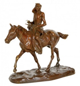 Charles M. Russell, 'Medicine Whip,' bronze, 9 x 10 x 4 ¼in. Price realized: $400,000. Image courtesy of the C.M. Russell Museum