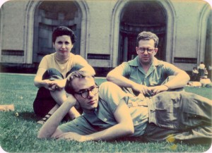 Leonard Kessler photo of Andy Warhol, Dorothy Cantor and Philip Pearlstein on the Carnegie Institute of Technology campus, circa 1948, courtesy of the Archives of American Art, Smithsonian Institution