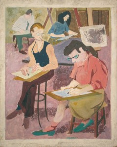Philip Pearlstein, 'Art Class,' circa 1946-47, courtesy of Betty Cuningham Gallery