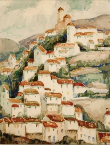 Marie Atkinson Hull (American/Mississippi, 1890-1980), 'Cuenca Hillside,' watercolor on paper. Image courtesy of LiveAuctioneers.com archive and Neal Auction Co.