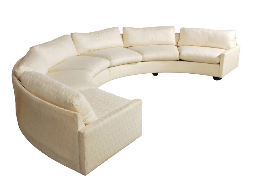 Semi-circular sectional sofa attributed to Milo Baughman. Sold to a LiveAuctioneers bidder on Nov. 30, 2013 in a sale conducted by Palm Beach Modern Auctions, W. Palm Beach, Florida. Image courtesy of LiveAuctioneers Archive and Palm Beach Modern Auctions.