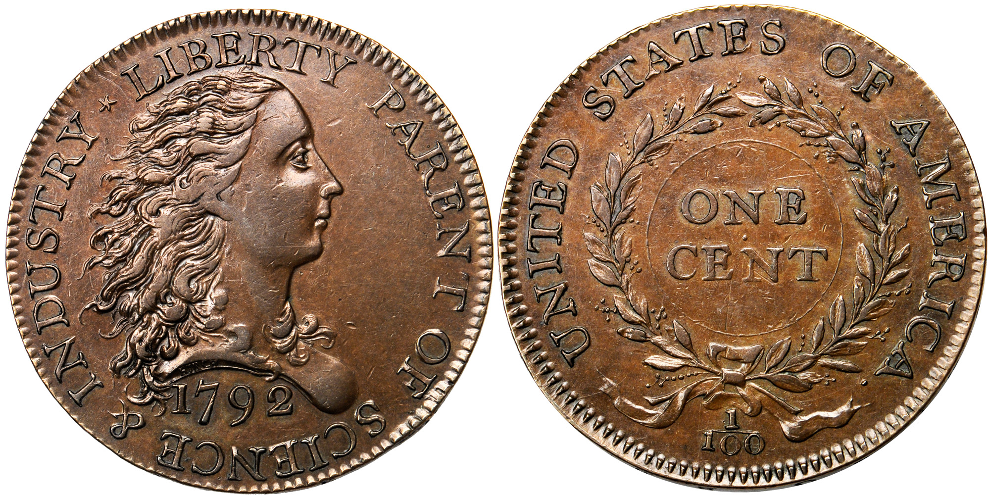 1792 Birch Penny, one of seven known to exist, auctioned by Stack's Bowers Galleries for $1.175 million. Image courtesy of Stack's Bowers