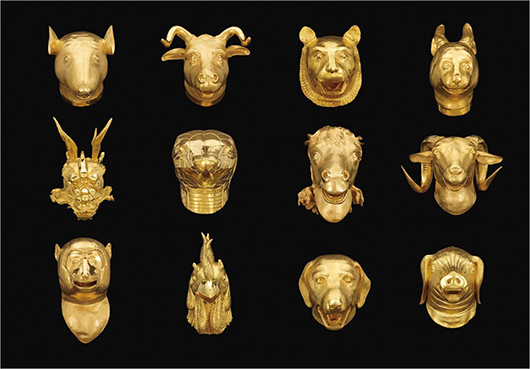 Ai Weiwei, 'Circle of Animals/Zodiac Heads,' 2010, gold-plated bronze, auctioned in February 2015 by Phillips in London. Image courtesy of Phillips